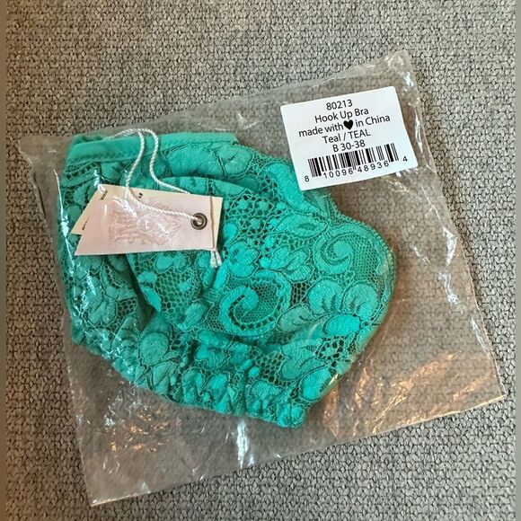 Free People We Are HAH Hook Up Bra Teal Lace Size 30-38 B - Picture 4 of 4